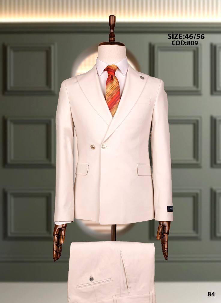 Le Costume Croisé Blanc Cassé