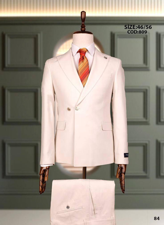 Le Costume Croisé Blanc Cassé