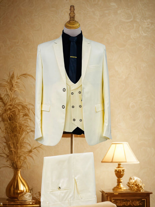 Costume 3 Pièces Jaune Boutons Noirs – Audace & Élégance