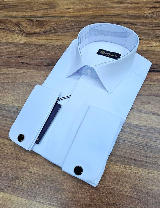 Chemise Blanche Homme Boutons Manchettes - Élégance Slim Fit