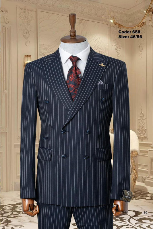 Le Costume Bleu Marine Rayé