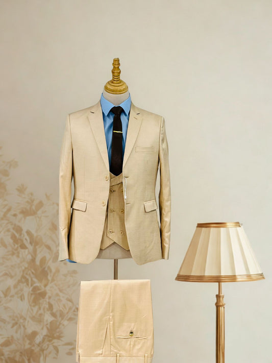 Costume Beige Trois Pièces – Élégance Légère et Style Raffiné