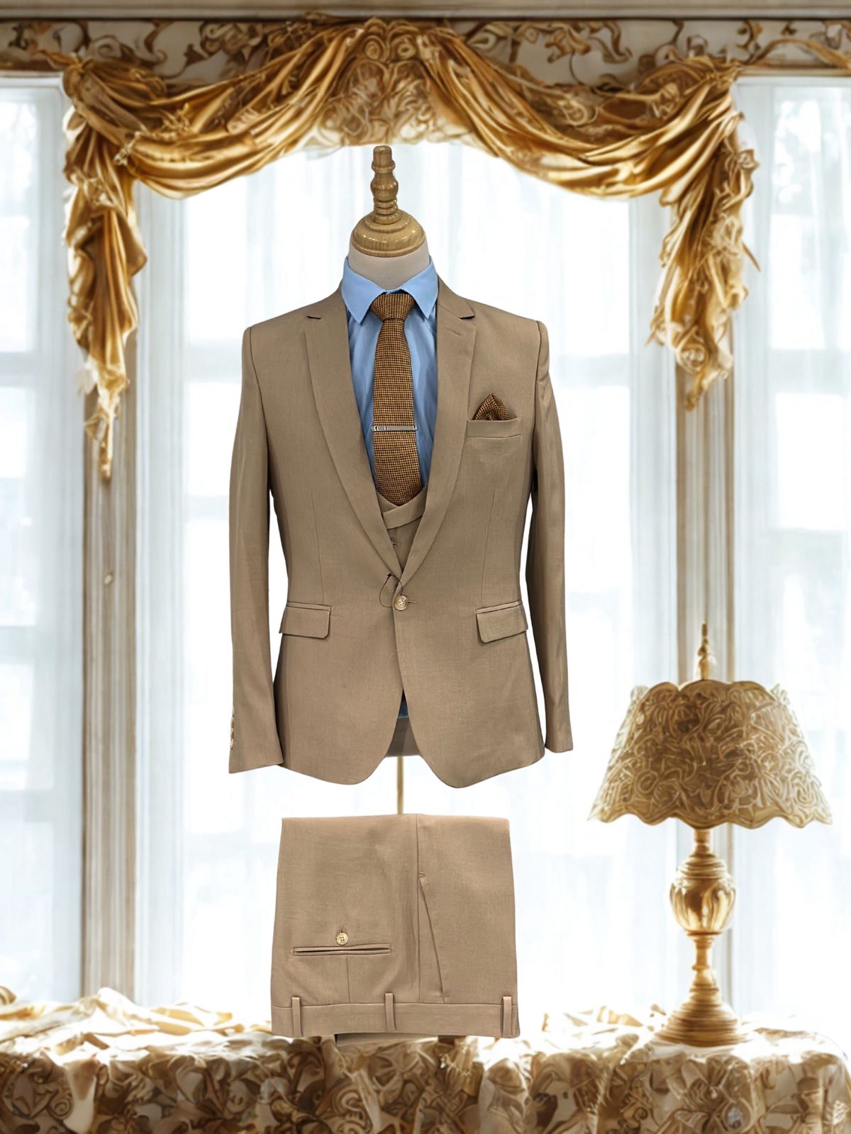 Costume Marron Trois Pièces – Élégance Naturelle & Charme Intemporel