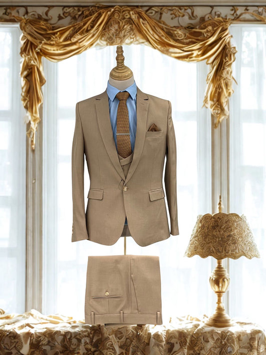 Costume Marron Trois Pièces – Élégance Naturelle & Charme Intemporel